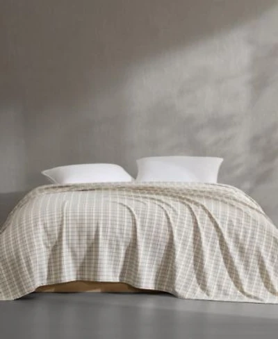 Calvin Klein Dot Dash Plaid Yarn Dyed Cotton Blanket