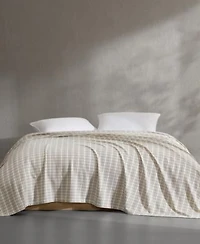 Calvin Klein Dot Dash Plaid Yarn Dyed Cotton Blanket