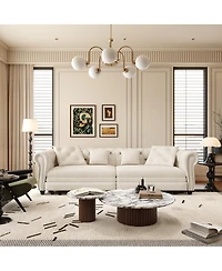 Streamdale Furniture Chesterfield Pull-Out Sofa Bed, Convertible Sleeper, King Size, Chaise, Velvet