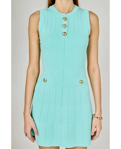 Women's Shank Button Knit Mini Dress