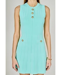 Women's Shank Button Knit Mini Dress