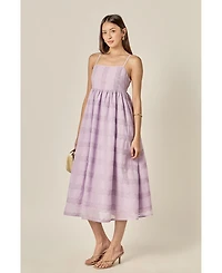 English Factory Women's Embroidered Chiffon Sleeveless Midi Dress