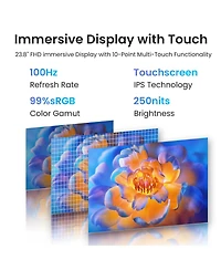 Lenovo IdeaCentre 24" All-in-One Amd Ryzen 5 16GB Ram Amd Radeon Graphics 512GB Ssd Storage Windows 11 Home 100Hz