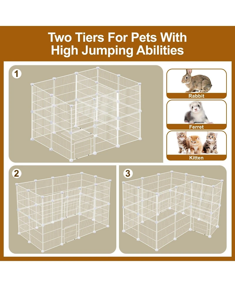 Aronkl Portable Animal Playpen Transparent Plastic Diy Indoor Outdoor for Guinea Pigs Bunny Ferrets