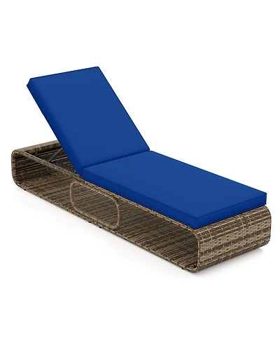 Gouun 7-Position Pe Rattan Outdoor Chaise Lounge with Removable Cushion