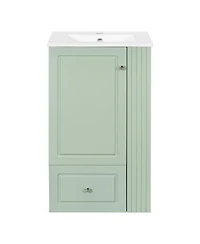 Sillysis 20 Inch Bathroom Vanity with Ceramic Sink, Soft Close Drawer and Side Shelves, Freestanding Storage Cabinet for Small Spaces.