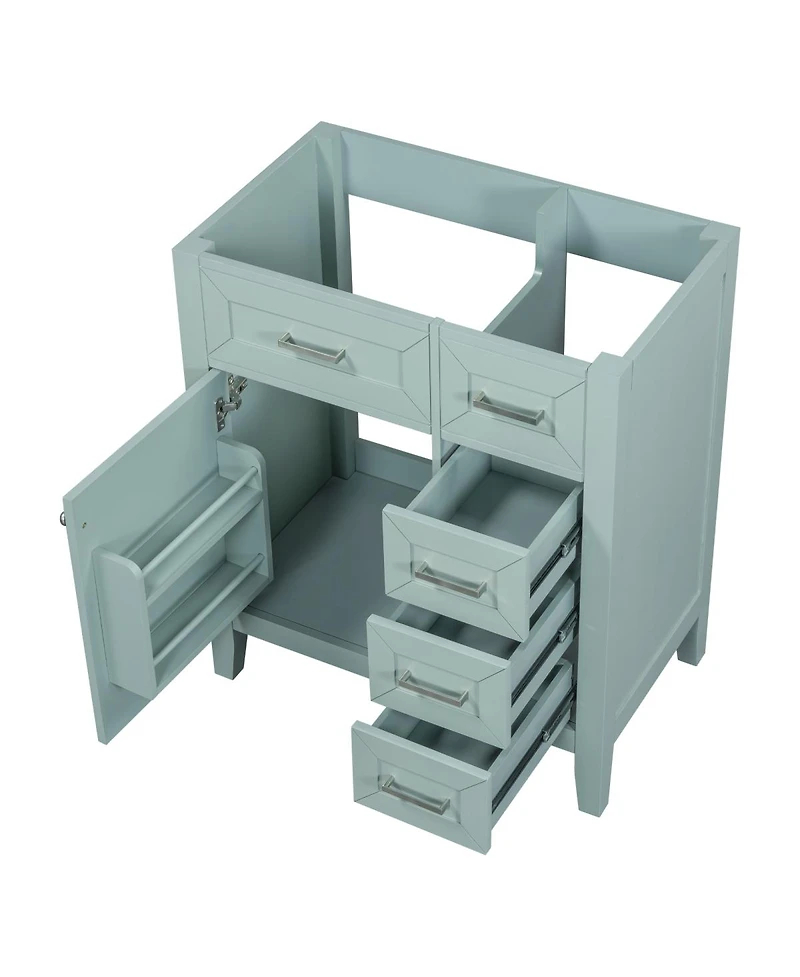 Sillysis 30 Inch Modern Bathroom Vanity Base without Sink, Solid Wood Cabinet with Drawers and Door Shelf, Freestanding Storage.