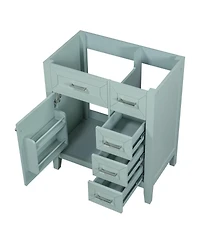 Sillysis 30 Inch Modern Bathroom Vanity Base without Sink, Solid Wood Cabinet with Drawers and Door Shelf, Freestanding Storage.