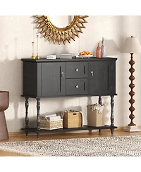 gaomon 42" Farmhouse Wooden Console Table with 2 Drawers, 2 Doors and Storage Shelf, Entryway Table and Tv Stand for Living Room