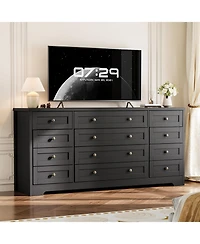 gaomon 12 Drawer Wood Dressers for Bedroom, Wooden Dresser for Living Room, Hallway, Entryway