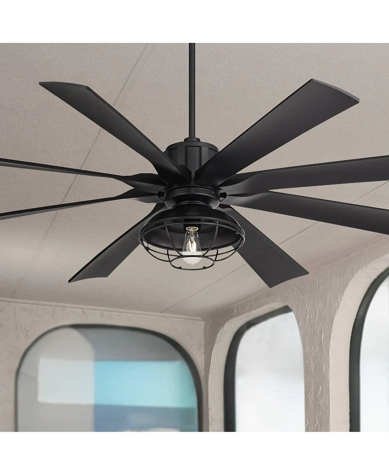 Possini Euro Design 70" Defender Modern Industrial Indoor Outdoor Ceiling Fan Led Light Remote
