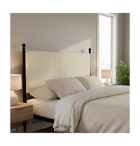 gaomon Full Upholstered Bed Frame with Vertical Stripe Headboard, Corduroy Fabric, Metal Legs, No Box Spring Needed