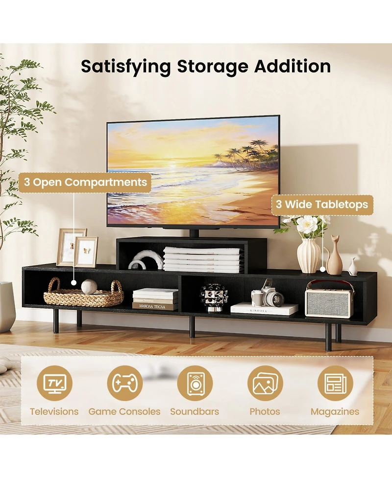 Gouun Contemporary Three-Cubby Tv Stand with Raised Base