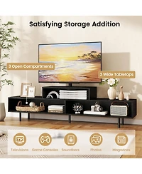 Gouun Contemporary Three-Cubby Tv Stand with Raised Base