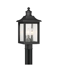 John Timberland Moray Bay Rustic Mission Outdoor Post Light 17" Clear Seedy Glass for Exterior Barn Deck House Porch Yard Patio Home Outside