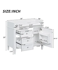 Sillysis Bathroom Vanity without Top Sink, Soft Close Drawers, Adjustable Shelf and Door Organizer for Small