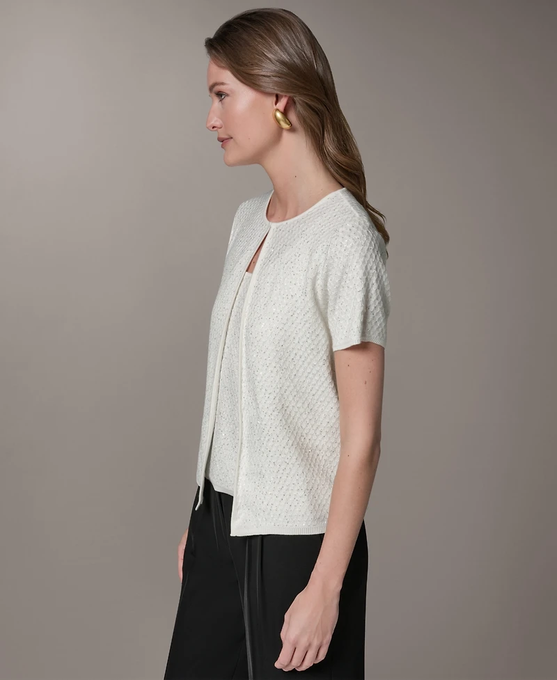 Donna Karan New York Women's Short-Sleeve Sequin Cardigan