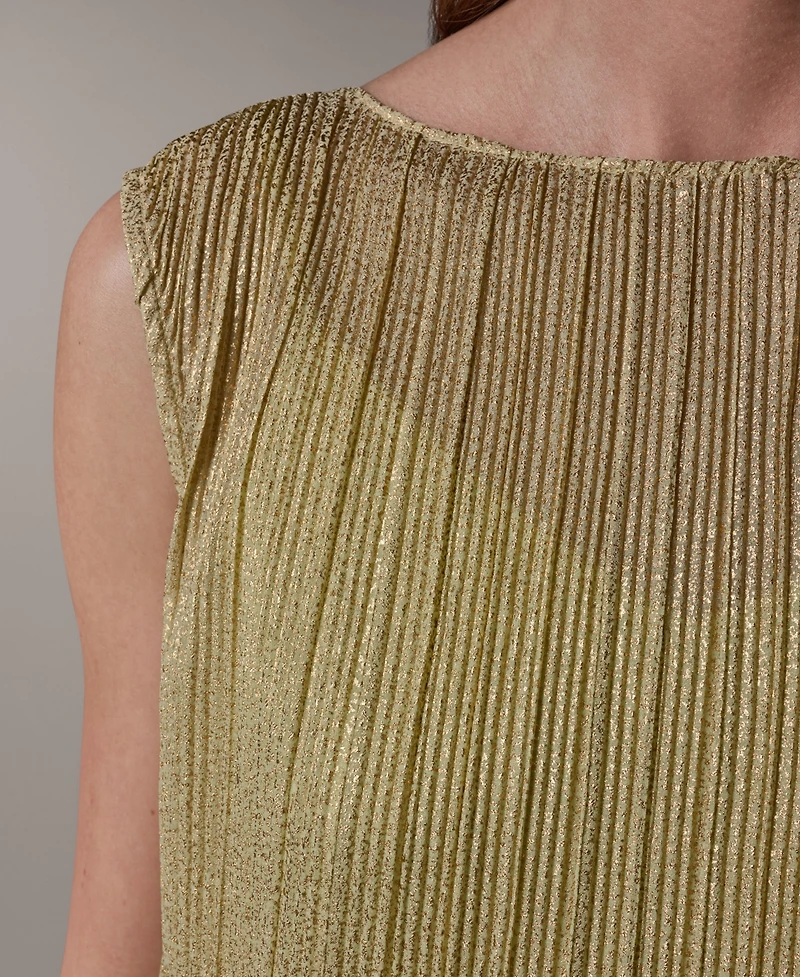 Donna Karan New York Women's Pleated Boat Neck Top