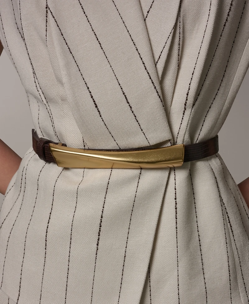 Donna Karan New York Women's Belted Pinstripe Vest