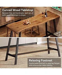 Tribesigns Solid Wood Bar Table, Counter Height Pub Table with Sturdy Metal Frame, Industrial Narrow Dining Counter Bar Units