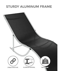 homfan Set of 2 S-Shaped Patio Chaise Lounge Chairs - Aluminum Recliners Quick-Dry Mesh Sun Loungers for Pool, Beach, Garden