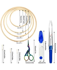 Gnuadz 53 Pieces Cross Tool Embroidery Starter Kit Hoop Ring Sewing Threading Thimbles Floss Bobbins Seam Ripper