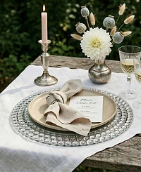 American Atelier Triple-Bead Mirror Glass Charger Plates, Set of 4