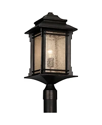 Franklin Iron Works Hickory Point Rustic Farmhouse Outdoor Post Lights Set of 2 Walnut Bronze 21 1/2" Frosted Cream Glass for Exterior Barn Deck House