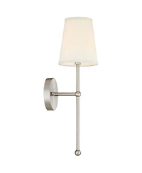 Possini Euro Design Elena Modern Wall Light Sconces Set of 2 Brushed Nickel Hardwire 6" Fixture Cream Linen Shade for Bedroom Reading Living Room Home