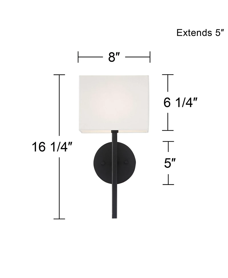 Possini Euro Design Favreau Modern Wall Light Sconces Set of 2 Hardwire 8" Fixture Rectangular Linen Shade for Bedroom Reading Living Room House