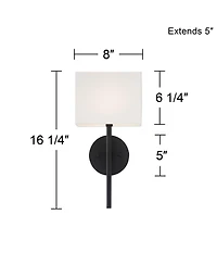 Possini Euro Design Favreau Modern Wall Light Sconces Set of 2 Hardwire 8" Fixture Rectangular Linen Shade for Bedroom Reading Living Room House