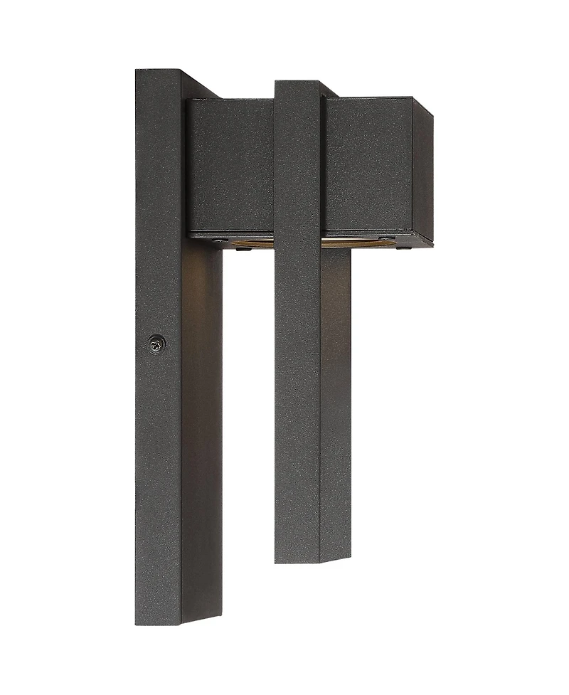 Possini Euro Design Pavel Modern Outdoor Wall Light Fixtures Set of 2 Metal Led Downlight 9 1/2" for Post Exterior Barn