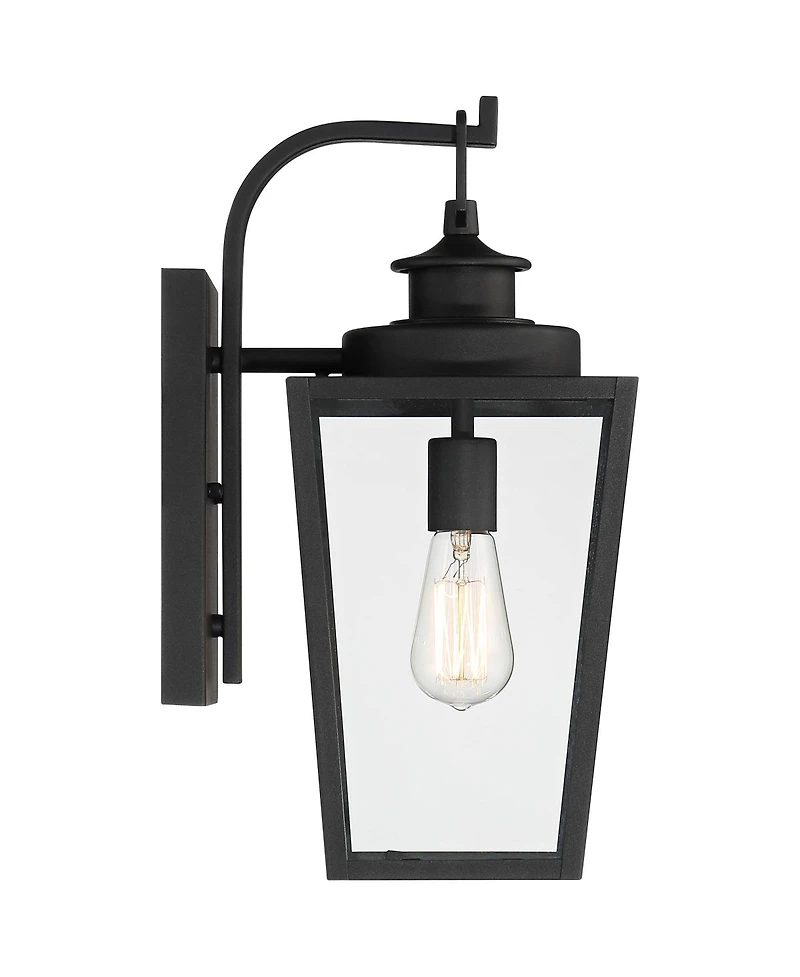 Possini Euro Design Ackerly Modern Outdoor Wall Light Fixtures Set of 2 Lantern Frame 17 1/4" Clear Glass for Post Exterior