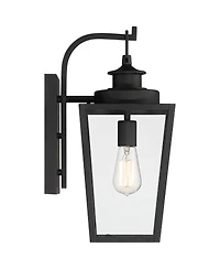 Possini Euro Design Ackerly Modern Outdoor Wall Light Fixtures Set of 2 Lantern Frame 17 1/4" Clear Glass for Post Exterior