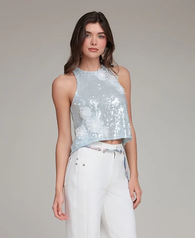 Avec Les Filles Women's Crewneck A-Line Crop Top