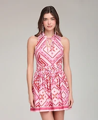 Avec Les Filles Women's Sleeveless Tie Detail Mini Dress