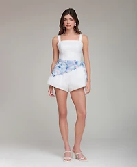 Avec Les Filles Women's Drop Waist Square Neck Romper