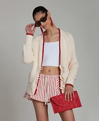 Avec Les Filles Women's Intarsia Lobster Long-Sleeve Sweater