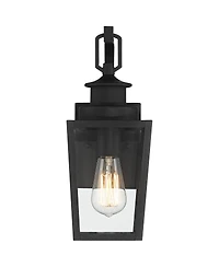 Possini Euro Design Ackerly Modern Outdoor Wall Light Fixtures Set of 2 Textured Lantern Frame 14" Clear Glass for Post Exterior