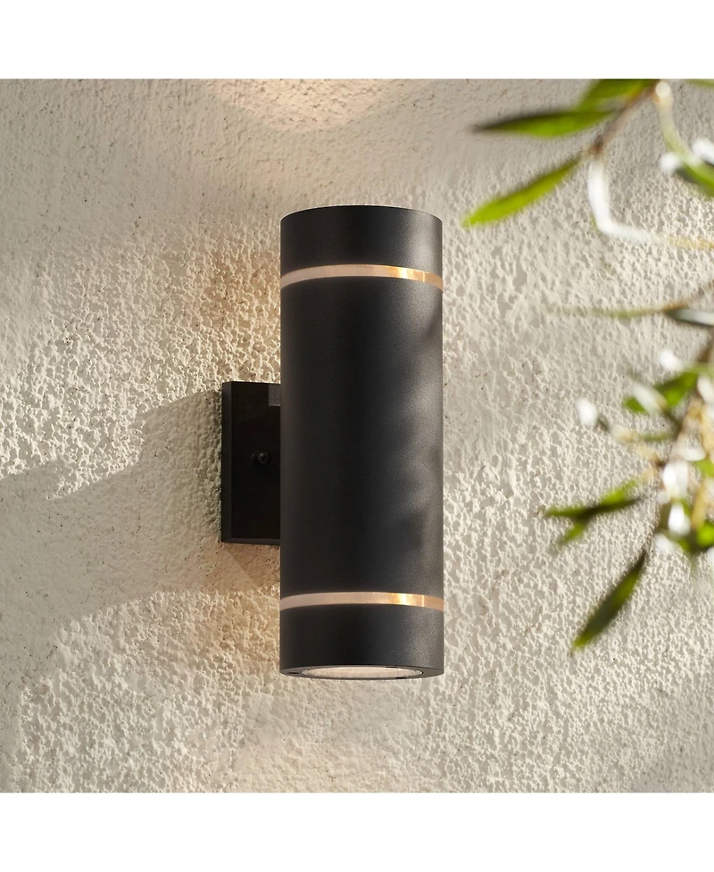 Possini Euro Design Wynnsboro 12" High Modern Outdoor Wall Light Fixture Mount Porch House Up and Down Led Bulb Aluminum