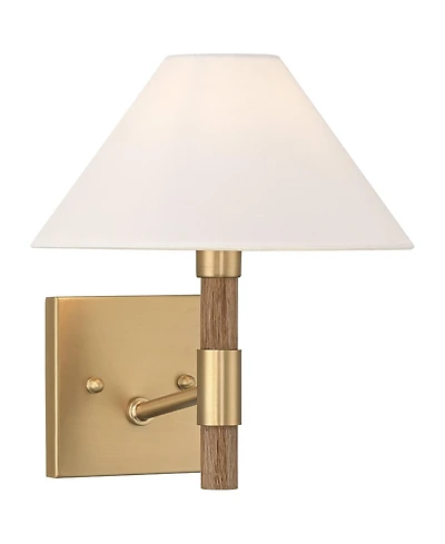 Possini Euro Design Possini Euro Conrad 11"H Brushed Champagne and Faux Wood Wall Sconce