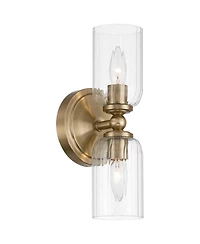 Possini Euro Design Possini Euro Oliver 13"H Satin Brass Fluted Glass 2-Light Wall Sconce