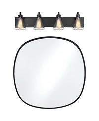 Possini Euro Design Bath Kit: Possini Euro Cindy Bath Light with Uttermost Webster Wall Mirror