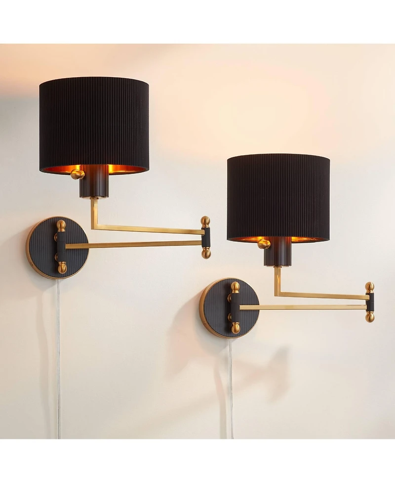 Possini Euro Design Possini Euro Rumi 13 1/4"H Swing-Arm Plug-In Wall Lamp Set of 2