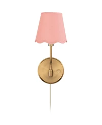 Possini Euro Design Ophelia 9 1/2"H Warm Brass Plug-In Wall Sconce with Scallop Shade