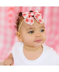 Sweet Wink Baby Girls Red Gingham Bow Baby Headband