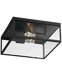 John Timberland Modern Outdoor Ceiling Light Fixture Matte 12" Clear Glass Panels Square Exterior House Porch Patio Outside