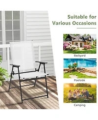 Gouun 2-Piece Folding Patio Dining Chairs with Armrests and Quick-Dry Fabric
