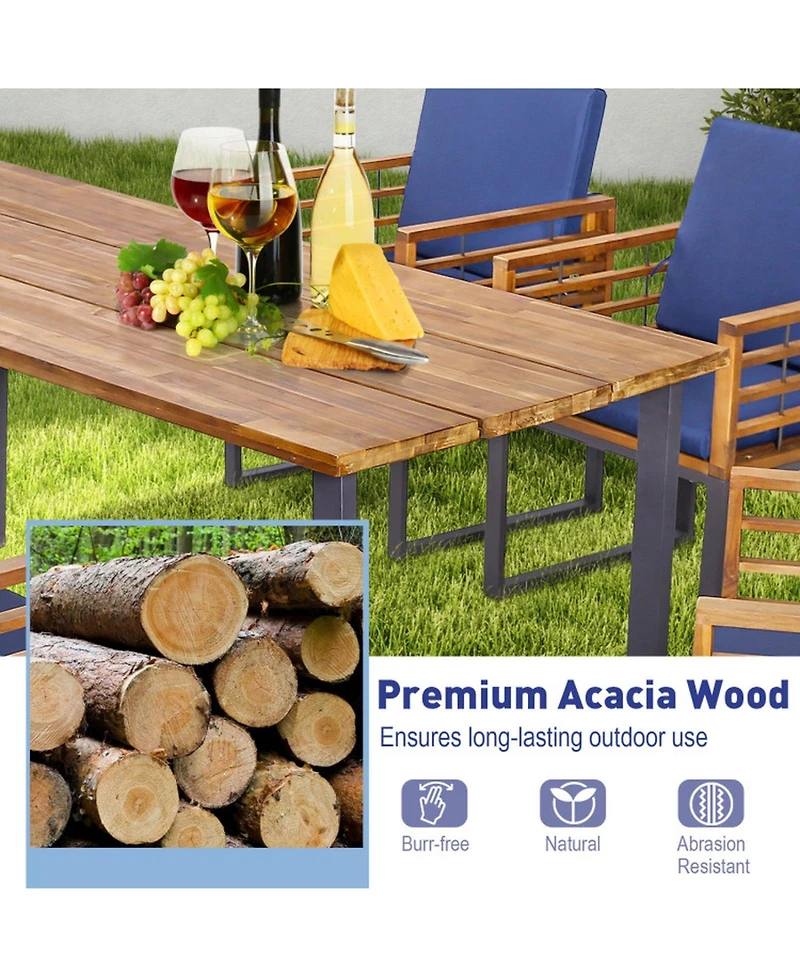 Gouun Acacia Wood Patio Dining Chairs Set of 6 with Seat and Back Cushions