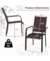 Gouun Stackable Patio Dining Armchairs Set of 6 with Breathable Mesh Fabric